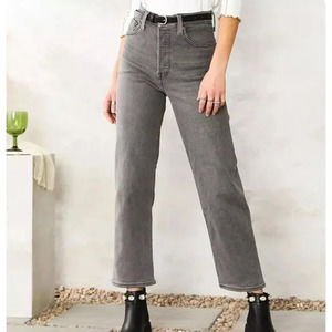 Levis Jeans 31 Ribcage Straight Gray Denim Premium Ankle High Rise NWT